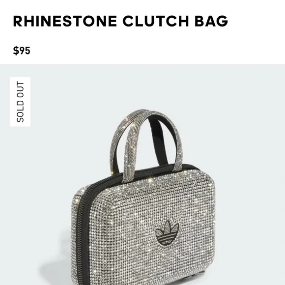 NWT Adidas Sparkling Rhinestone Clutch - Silver and Black - Picture 3 of 7